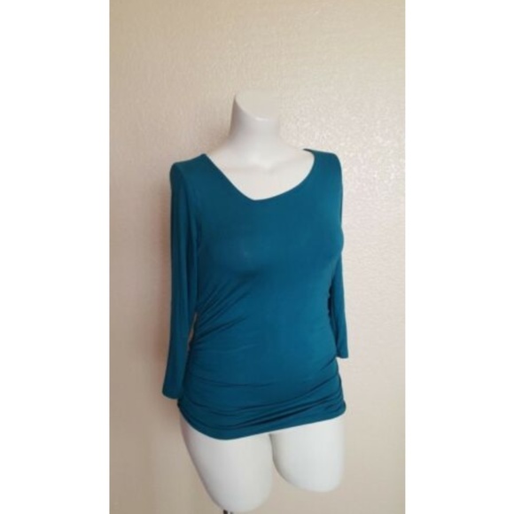 Soft Surroundings Tops - Soft Surroundings Complementary Ruched Knit Long Sleeve Top Teal M